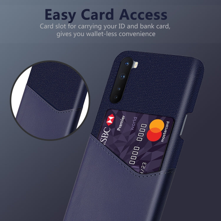 For OnePlus Nord Cloth Texture PC + PU Leather Back Cover Shockproof Case with Card Slot