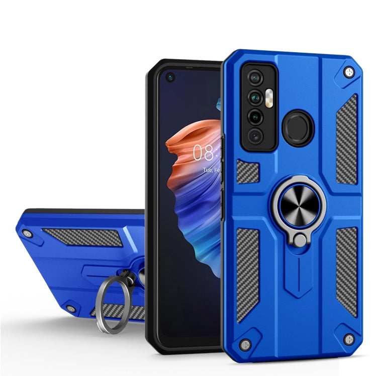 For Tecno Camon 17 Carbon Fiber Pattern PC + TPU Protective Case with Ring Holder