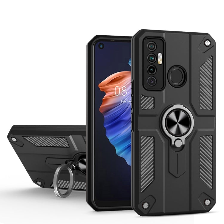 For Tecno Camon 17 Carbon Fiber Pattern PC + TPU Protective Case with Ring Holder