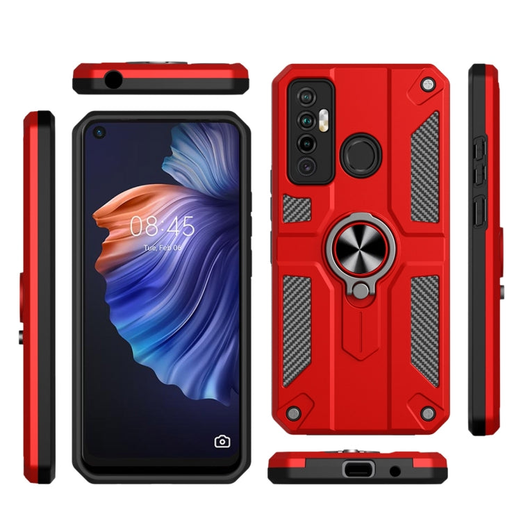 For Tecno Camon 17 Carbon Fiber Pattern PC + TPU Protective Case with Ring Holder