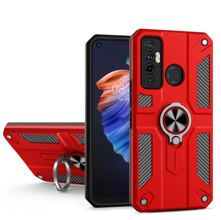 For Tecno Camon 17 Carbon Fiber Pattern PC + TPU Protective Case with Ring Holder