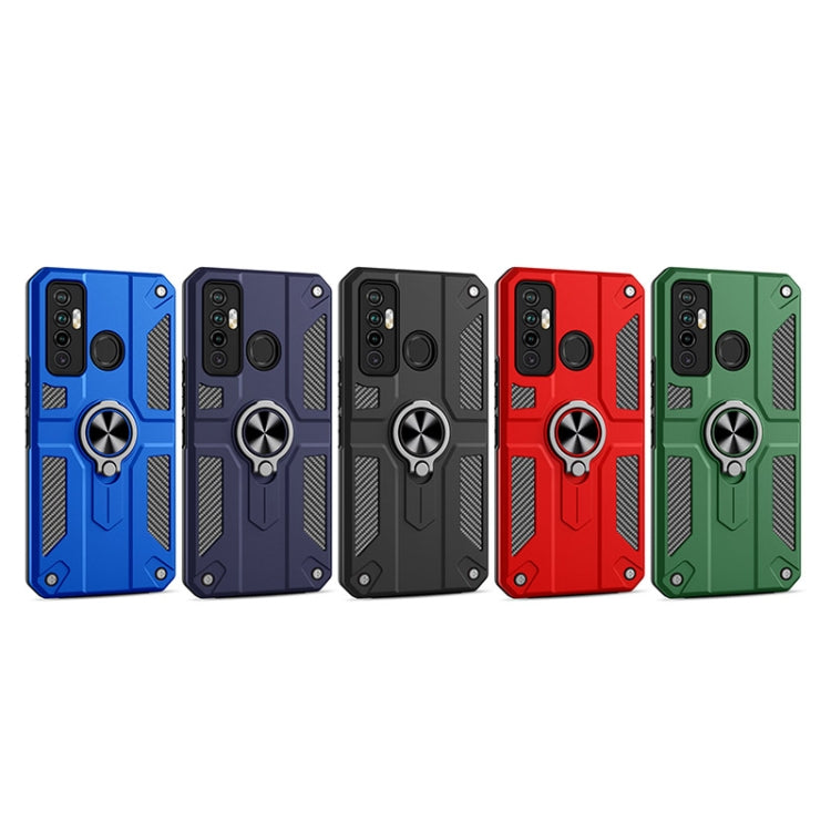 For Tecno Camon 17 Carbon Fiber Pattern PC + TPU Protective Case with Ring Holder