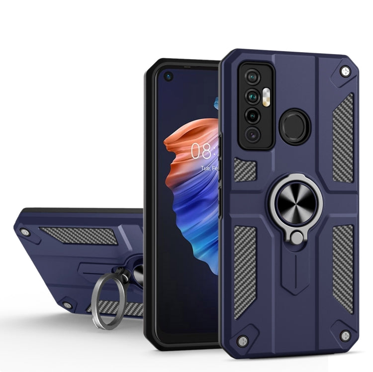 For Tecno Camon 17 Carbon Fiber Pattern PC + TPU Protective Case with Ring Holder
