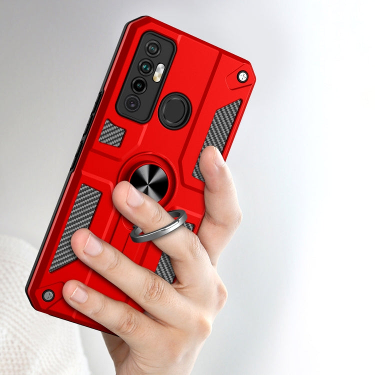 For Tecno Camon 17 Carbon Fiber Pattern PC + TPU Protective Case with Ring Holder