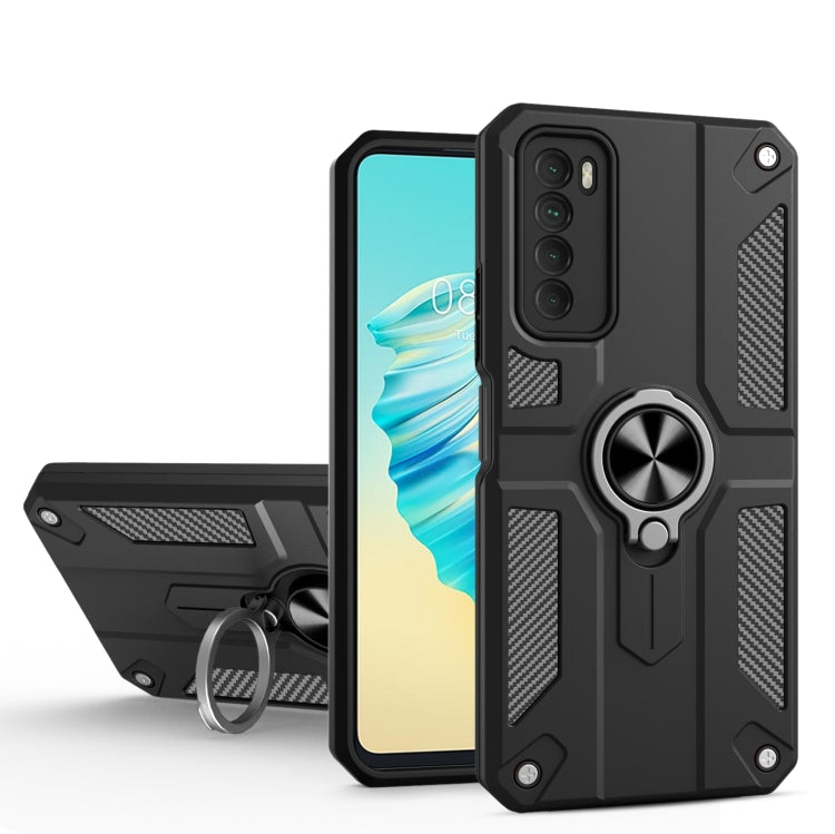 For Tecno Camon 17 Pro Carbon Fiber Pattern PC + TPU Protective Case with Ring Holder