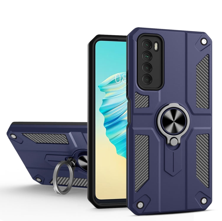 For Tecno Camon 17 Pro Carbon Fiber Pattern PC + TPU Protective Case with Ring Holder