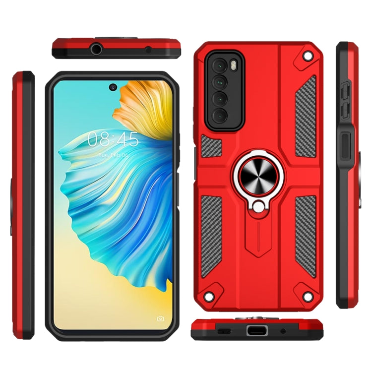 For Tecno Camon 17 Pro Carbon Fiber Pattern PC + TPU Protective Case with Ring Holder