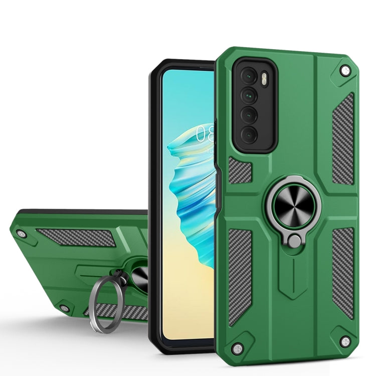 For Tecno Camon 17 Pro Carbon Fiber Pattern PC + TPU Protective Case with Ring Holder