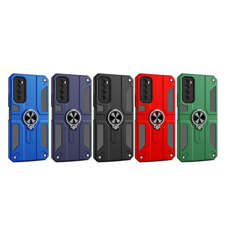 For Tecno Camon 17 Pro Carbon Fiber Pattern PC + TPU Protective Case with Ring Holder