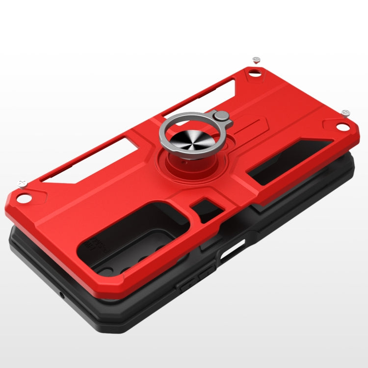 For Tecno Camon 17 Pro Carbon Fiber Pattern PC + TPU Protective Case with Ring Holder