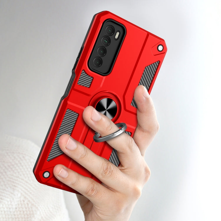 For Tecno Camon 17 Pro Carbon Fiber Pattern PC + TPU Protective Case with Ring Holder