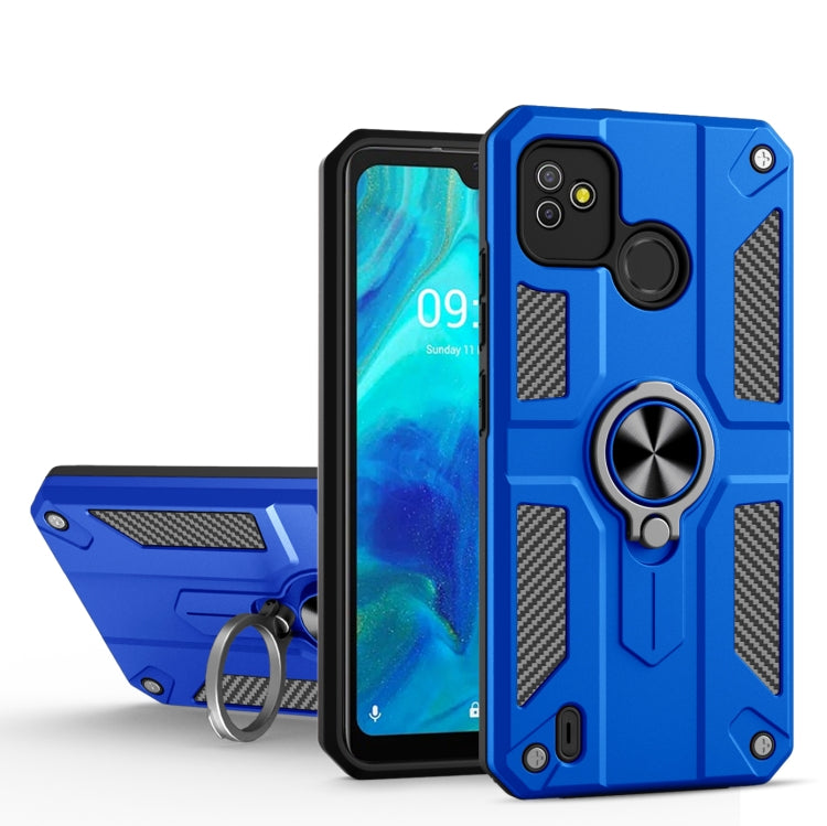 For Tecno Pop 5 Carbon Fiber Pattern PC + TPU Protective Case with Ring Holder