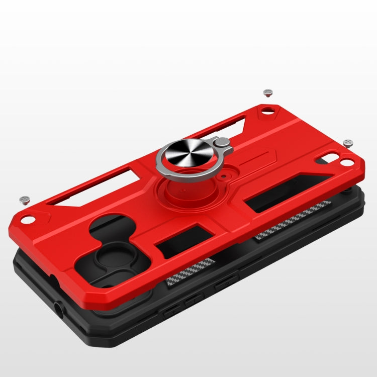 For Tecno Pop 5 Carbon Fiber Pattern PC + TPU Protective Case with Ring Holder