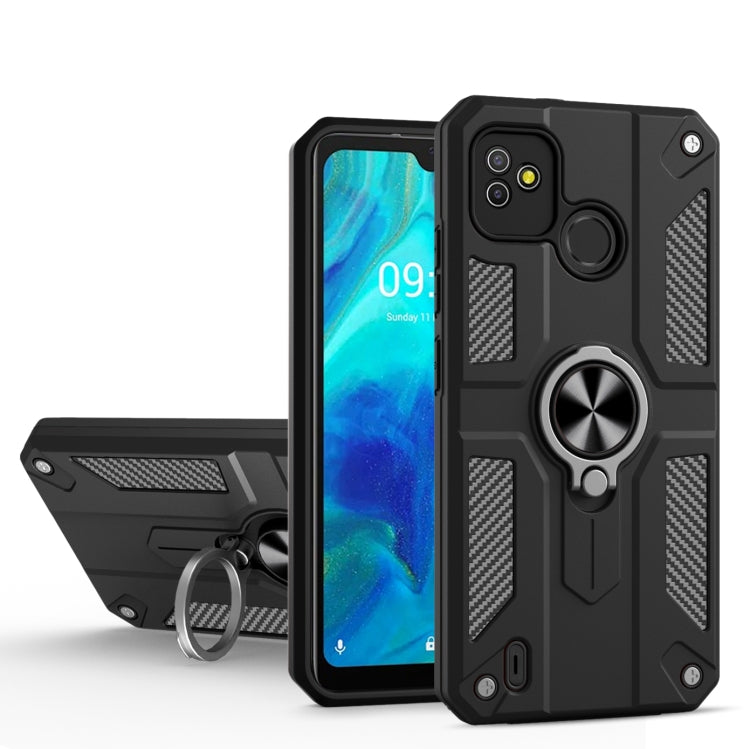 For Tecno Pop 5 Carbon Fiber Pattern PC + TPU Protective Case with Ring Holder