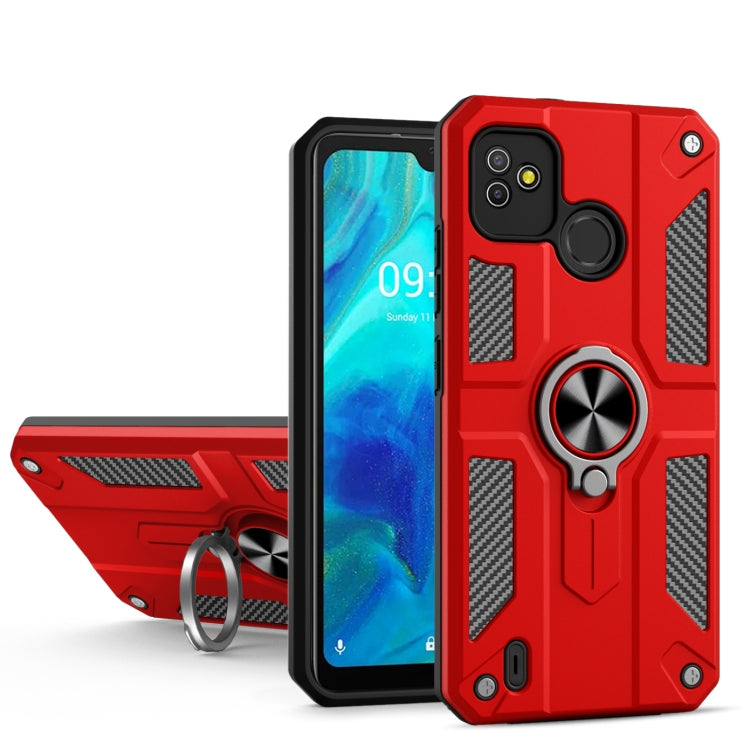 For Tecno Pop 5 Carbon Fiber Pattern PC + TPU Protective Case with Ring Holder