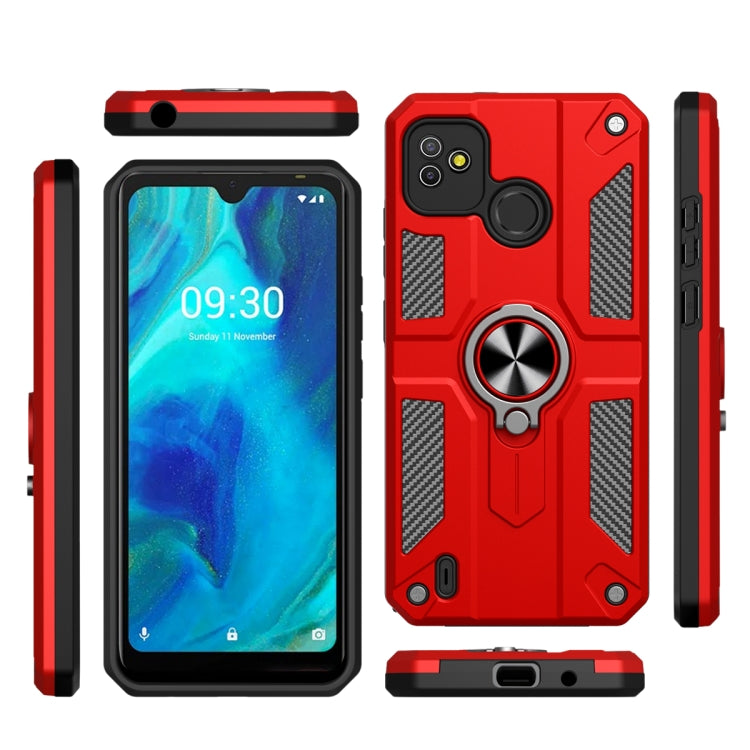For Tecno Pop 5 Carbon Fiber Pattern PC + TPU Protective Case with Ring Holder