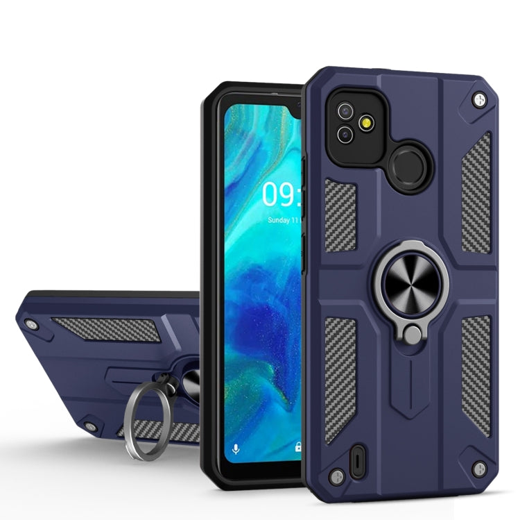 For Tecno Pop 5 Carbon Fiber Pattern PC + TPU Protective Case with Ring Holder