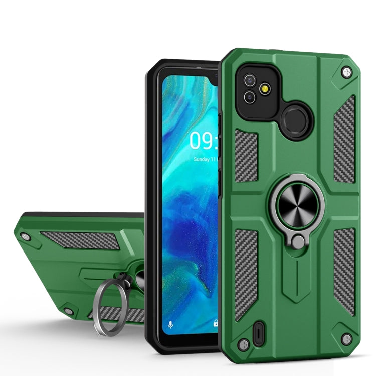 For Tecno Pop 5 Carbon Fiber Pattern PC + TPU Protective Case with Ring Holder