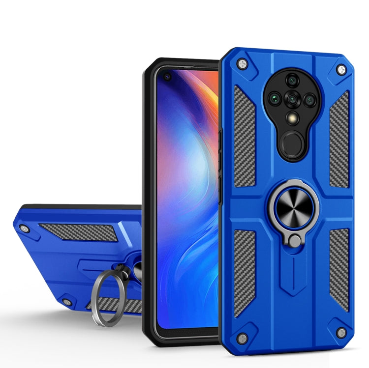 For Tecno Spark 6 Carbon Fiber Pattern PC + TPU Protective Case with Ring Holder