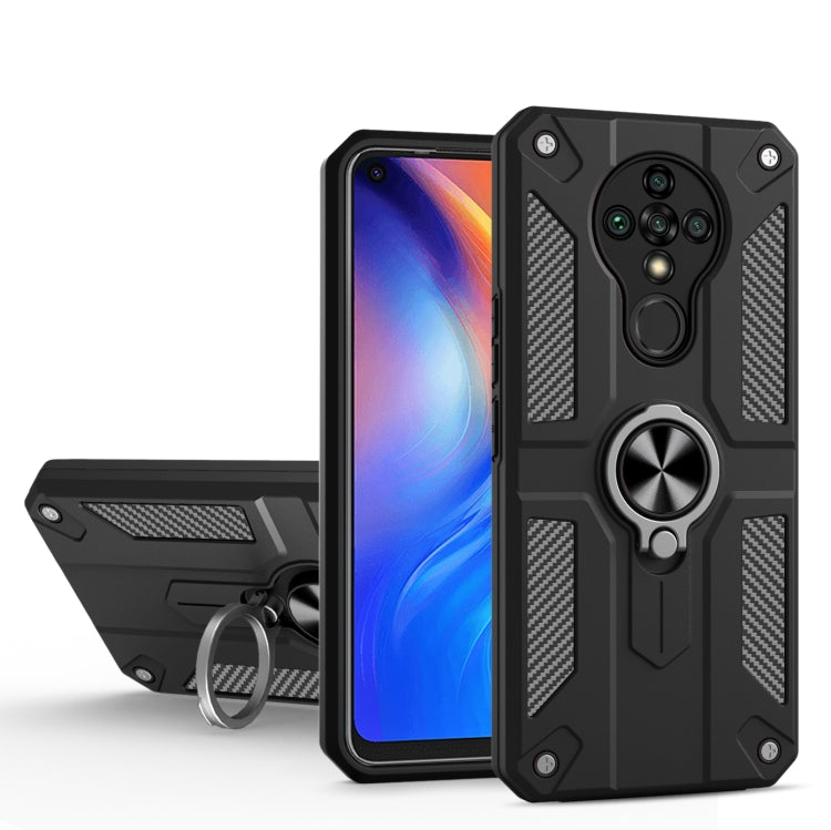 For Tecno Spark 6 Carbon Fiber Pattern PC + TPU Protective Case with Ring Holder