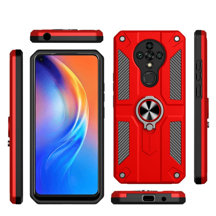For Tecno Spark 6 Carbon Fiber Pattern PC + TPU Protective Case with Ring Holder