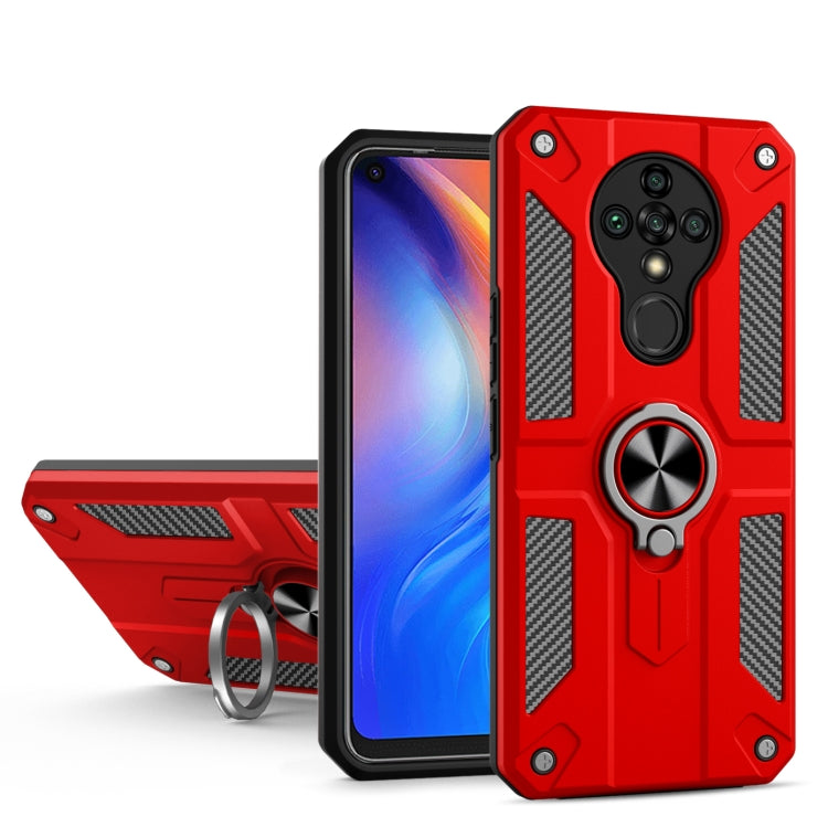For Tecno Spark 6 Carbon Fiber Pattern PC + TPU Protective Case with Ring Holder