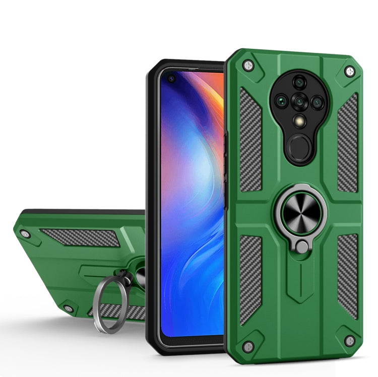For Tecno Spark 6 Carbon Fiber Pattern PC + TPU Protective Case with Ring Holder