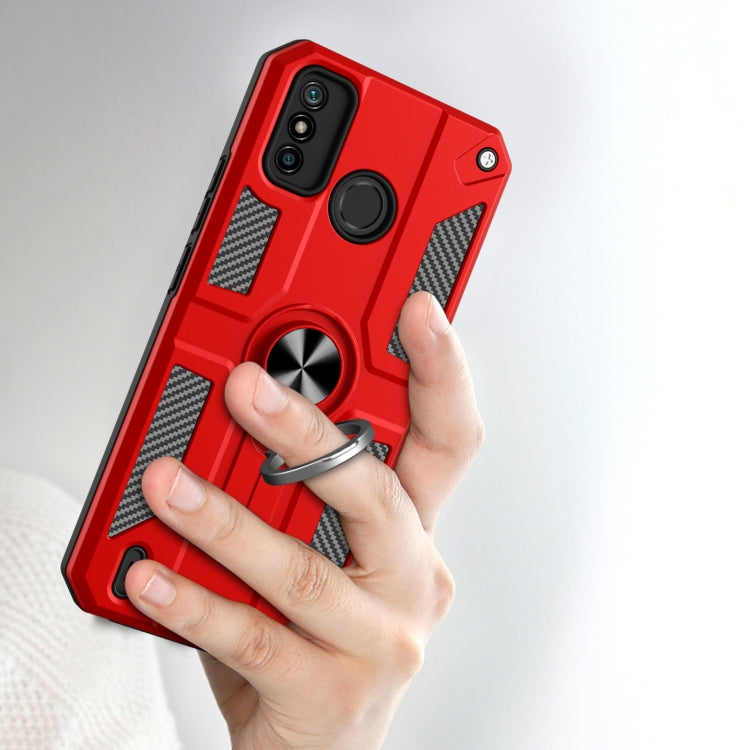 For Tecno Spark 6 Go Carbon Fiber Pattern PC + TPU Protective Case with Ring Holder