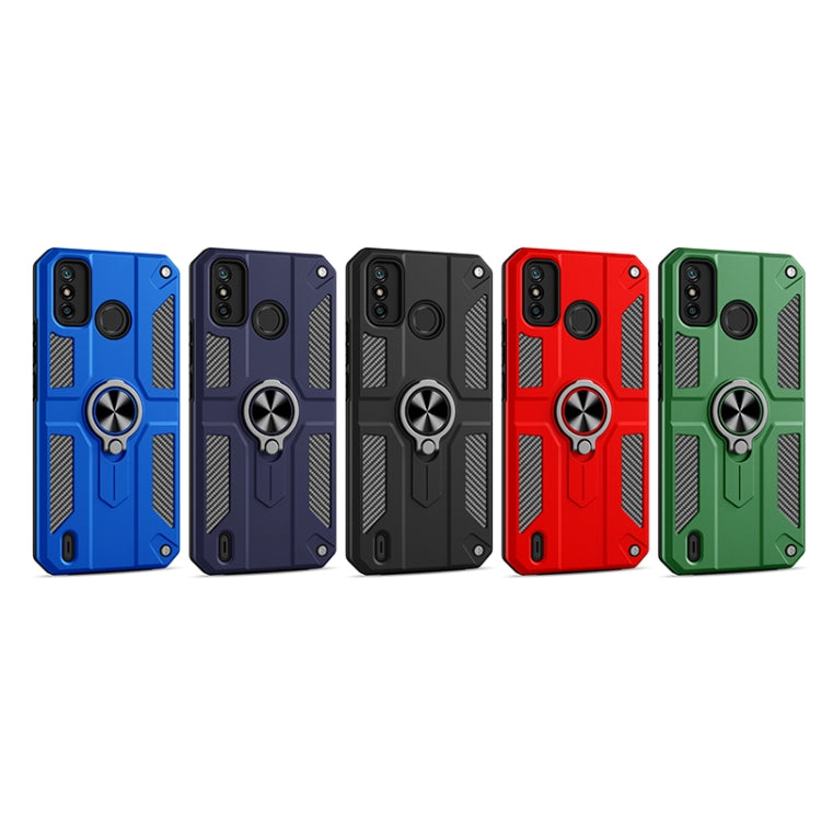For Tecno Spark 6 Go Carbon Fiber Pattern PC + TPU Protective Case with Ring Holder