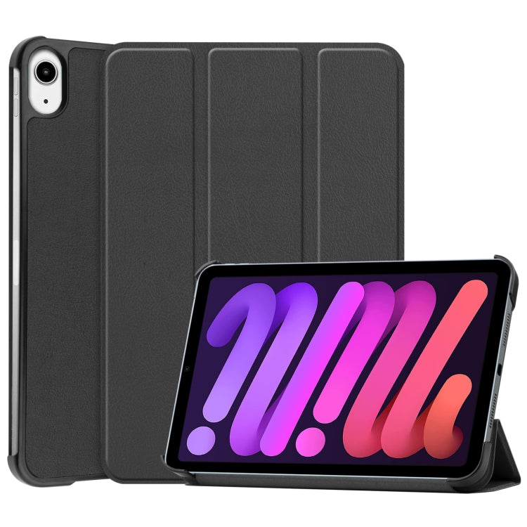 For iPad mini 6 Custer Texture Horizontal Flip Leather Tablet Case with Three-folding Holder & Sleep / Wake-up Function
