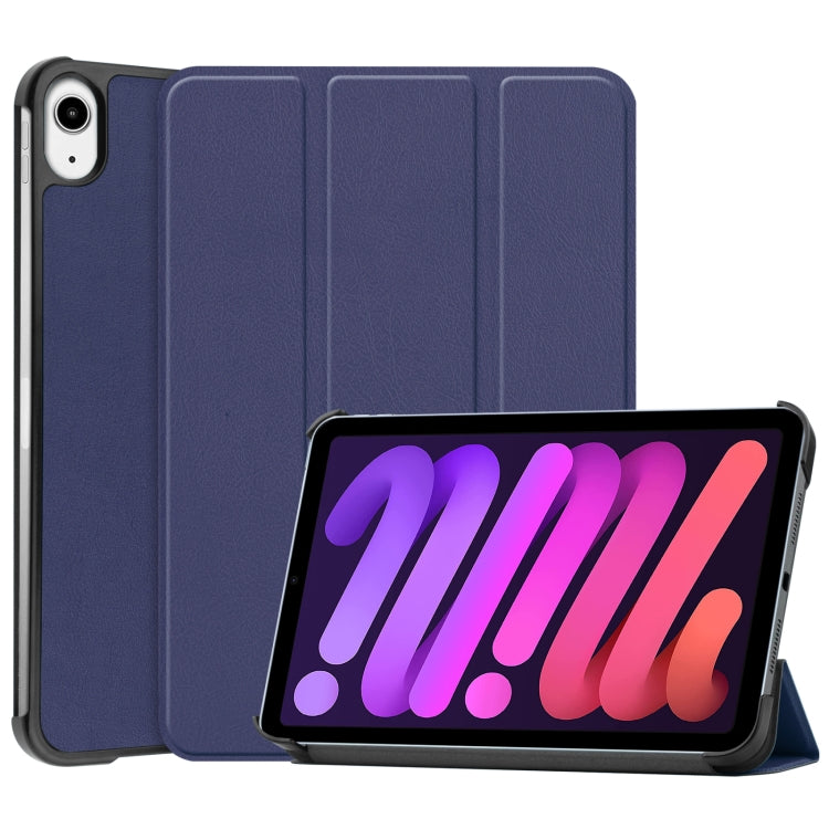 For iPad mini 6 Custer Texture Horizontal Flip Leather Tablet Case with Three-folding Holder & Sleep / Wake-up Function