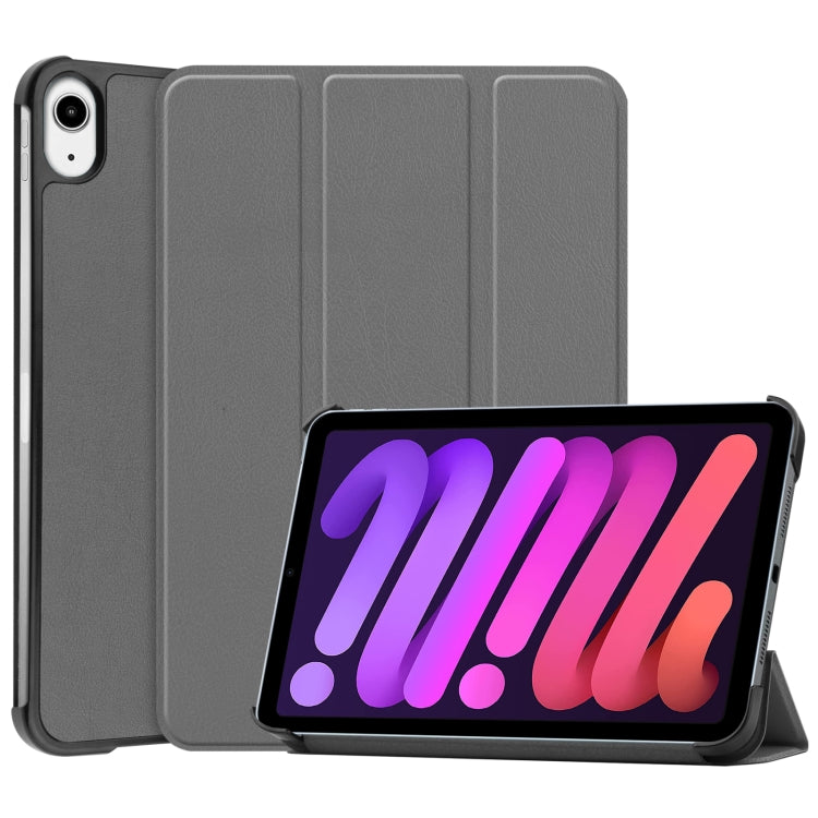 For iPad mini 6 Custer Texture Horizontal Flip Leather Tablet Case with Three-folding Holder & Sleep / Wake-up Function