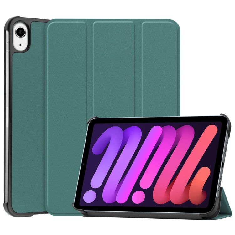 For iPad mini 6 Custer Texture Horizontal Flip Leather Tablet Case with Three-folding Holder & Sleep / Wake-up Function