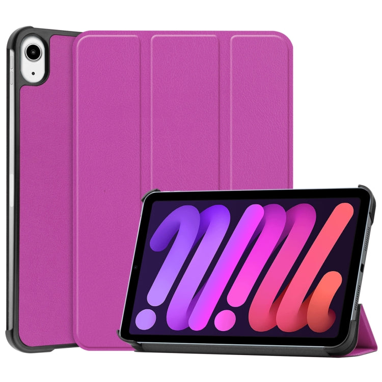 For iPad mini 6 Custer Texture Horizontal Flip Leather Tablet Case with Three-folding Holder & Sleep / Wake-up Function