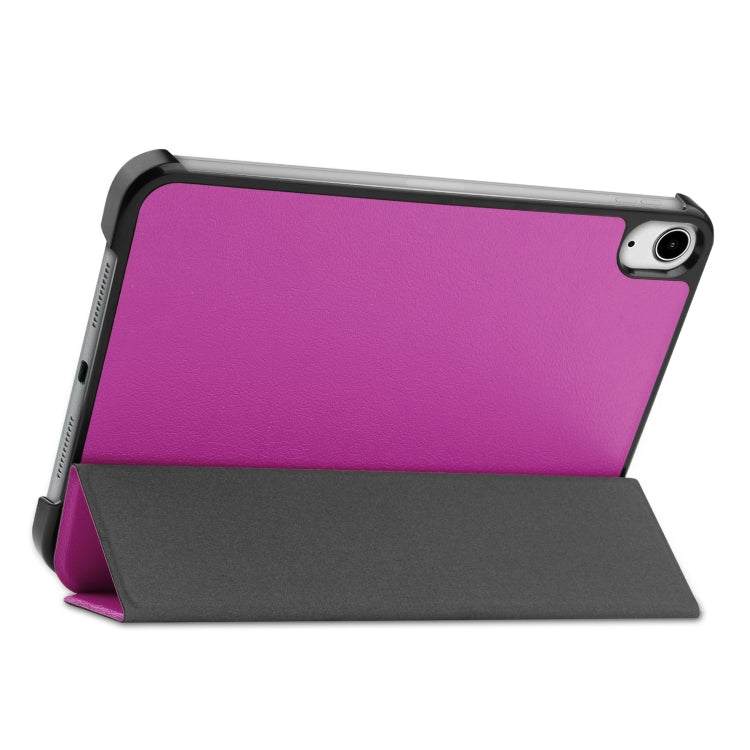 For iPad mini 6 Custer Texture Horizontal Flip Leather Tablet Case with Three-folding Holder & Sleep / Wake-up Function
