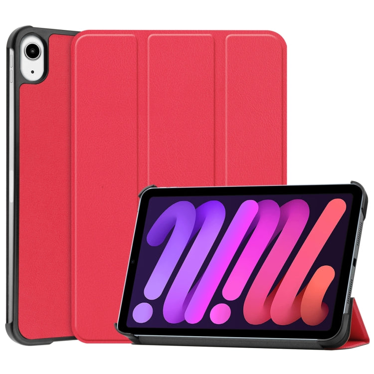 For iPad mini 6 Custer Texture Horizontal Flip Leather Tablet Case with Three-folding Holder & Sleep / Wake-up Function