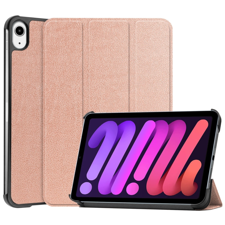 For iPad mini 6 Custer Texture Horizontal Flip Leather Tablet Case with Three-folding Holder & Sleep / Wake-up Function