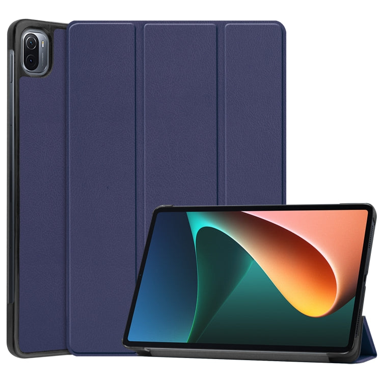 For Xiaomi Pad 5 Custer Texture Horizontal Flip Leather Case with Three-folding Holder & Sleep / Wake-up Function