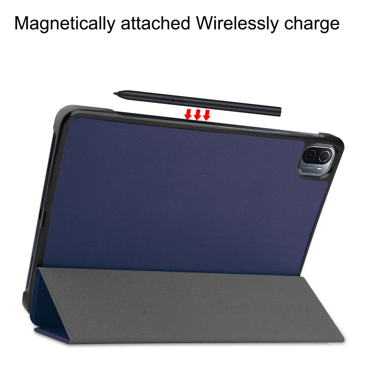 For Xiaomi Pad 5 Custer Texture Horizontal Flip Leather Case with Three-folding Holder & Sleep / Wake-up Function