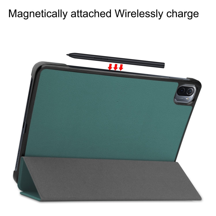 For Xiaomi Pad 5 Custer Texture Horizontal Flip Leather Case with Three-folding Holder & Sleep / Wake-up Function