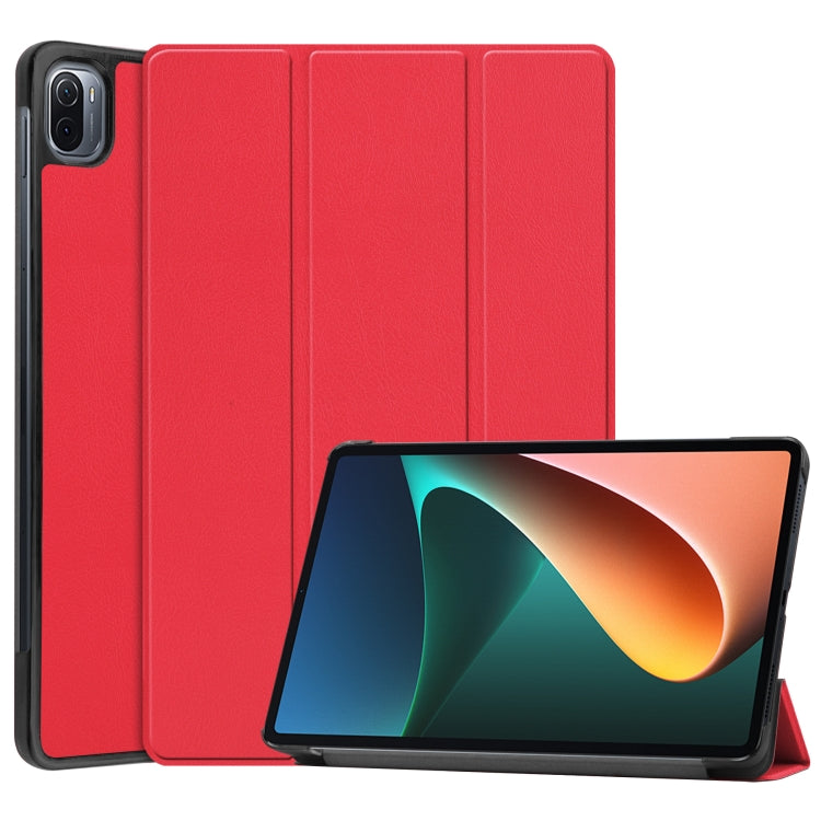 For Xiaomi Pad 5 Custer Texture Horizontal Flip Leather Case with Three-folding Holder & Sleep / Wake-up Function