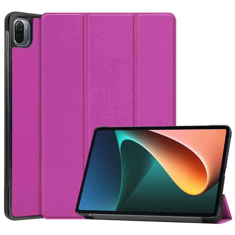 For Xiaomi Pad 5 Custer Texture Horizontal Flip Leather Case with Three-folding Holder & Sleep / Wake-up Function