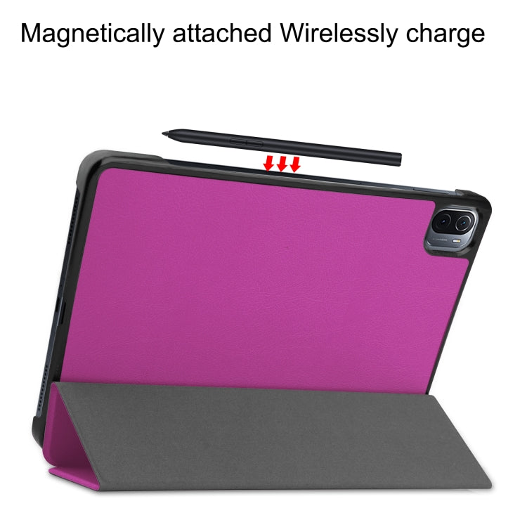 For Xiaomi Pad 5 Custer Texture Horizontal Flip Leather Case with Three-folding Holder & Sleep / Wake-up Function