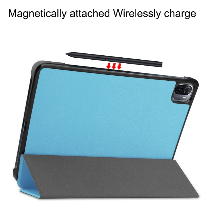 For Xiaomi Pad 5 Custer Texture Horizontal Flip Leather Case with Three-folding Holder & Sleep / Wake-up Function