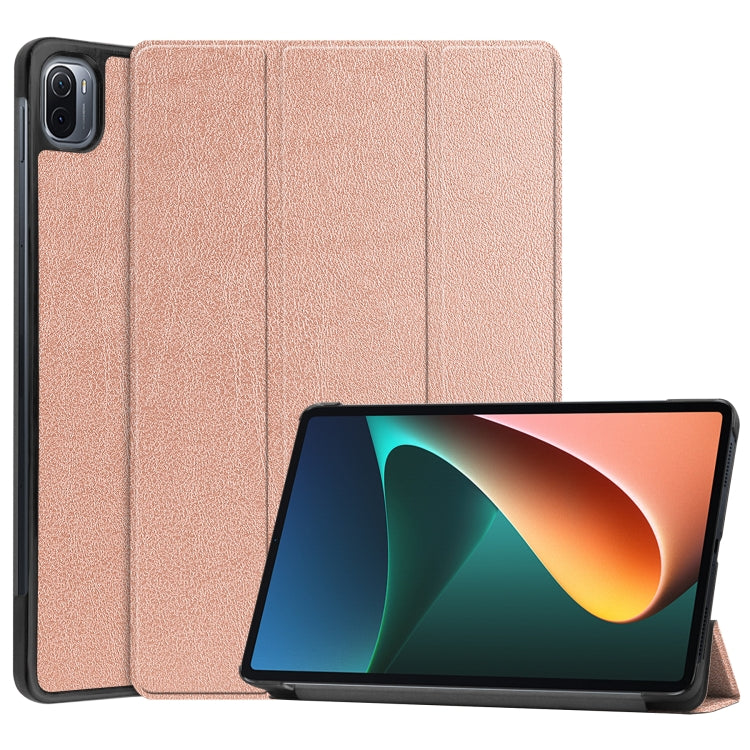 For Xiaomi Pad 5 Custer Texture Horizontal Flip Leather Case with Three-folding Holder & Sleep / Wake-up Function