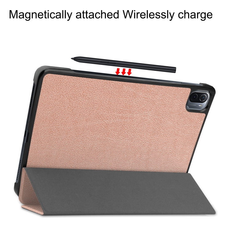 For Xiaomi Pad 5 Custer Texture Horizontal Flip Leather Case with Three-folding Holder & Sleep / Wake-up Function