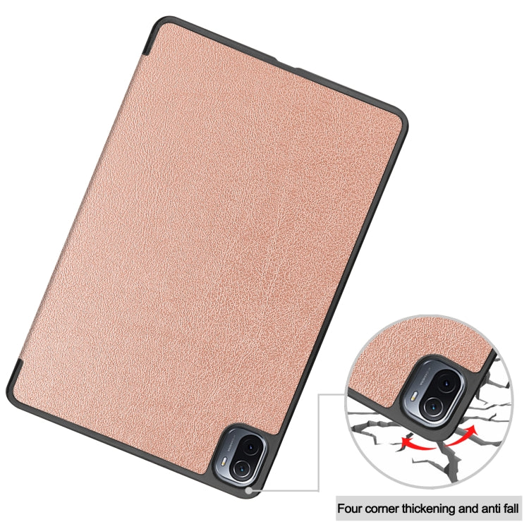 For Xiaomi Pad 5 Custer Texture Horizontal Flip Leather Case with Three-folding Holder & Sleep / Wake-up Function