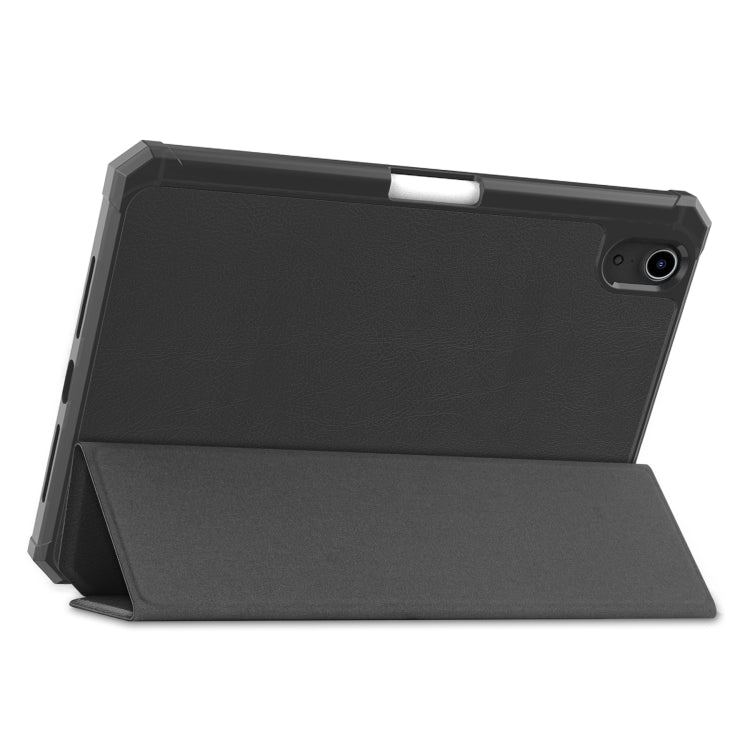 For iPad mini 6 Custer Pattern Pure Color TPU Smart Tablet Holster with Sleep Function & 3-Fold Holder & Pen Slot