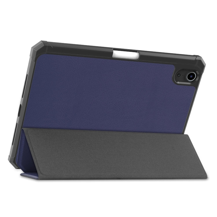 For iPad mini 6 Custer Pattern Pure Color TPU Smart Tablet Holster with Sleep Function & 3-Fold Holder & Pen Slot