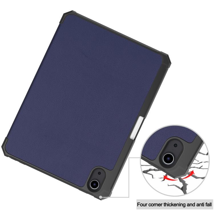 For iPad mini 6 Custer Pattern Pure Color TPU Smart Tablet Holster with Sleep Function & 3-Fold Holder & Pen Slot